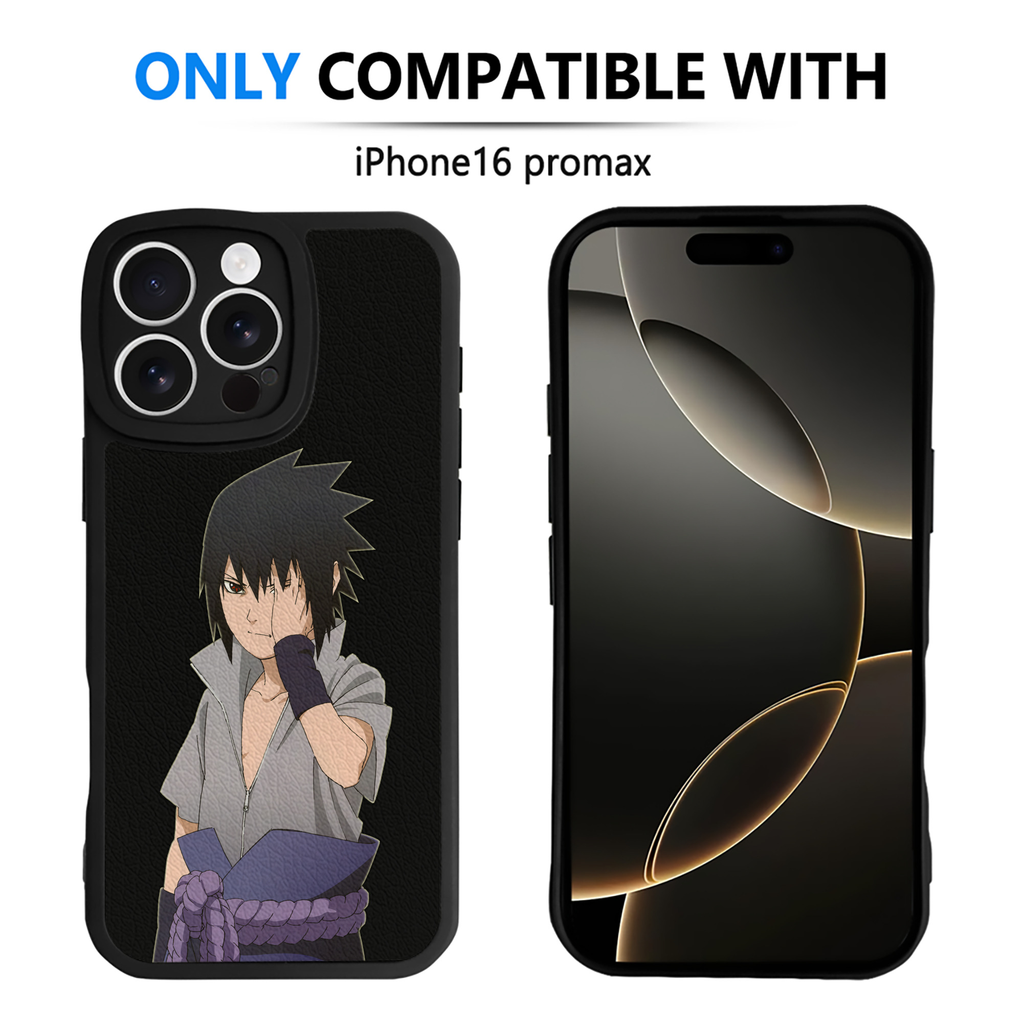 （画像用） NARUTO -ナルト- うちは サスケ Uchiha Sasuke 【iPhone 16シリーズ対応】シリコンスマホケース（レザー調） 材質：シリコン